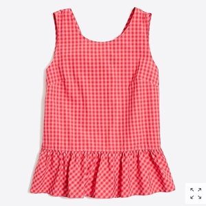 J.Crew Gingham Bow-Back Peplum Top XXL